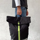 Lars Roll Backpack Black Lime
