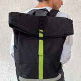 Lars Roll Backpack Black Lime